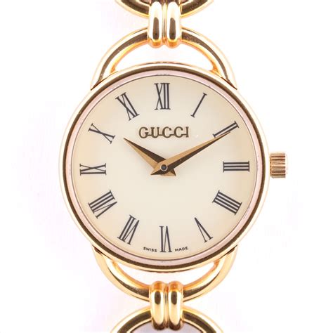 Authentic Gucci 6000.2.l Women's Watch Quartz Ivory Dial 